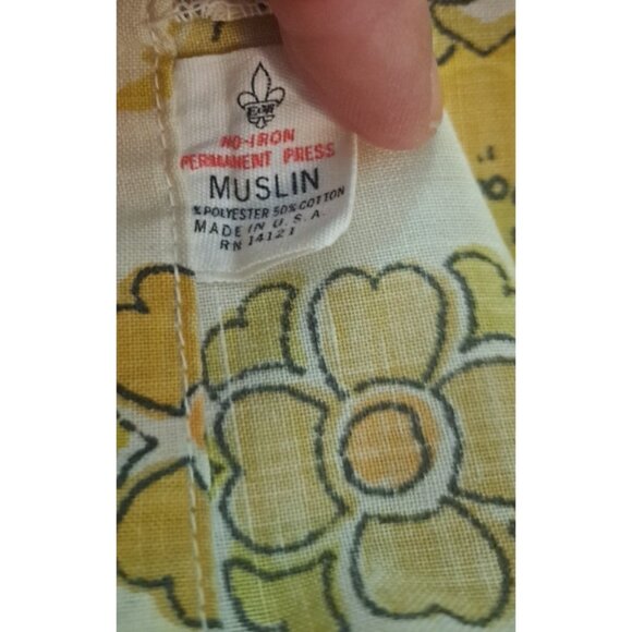 Ely & Walker Full Flat Sheet & Pillowcases Muslin Yellow Gold Floral Daisy - Picture 6 of 8